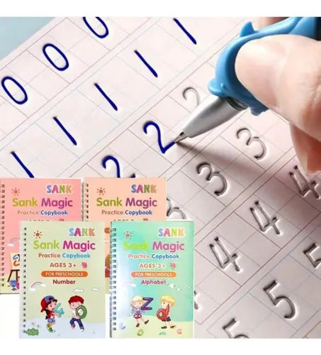 Set 4 Cuadernos Mágicos de Aprendizaje 3D – Letras, Números, Dibujo y Matemáticas