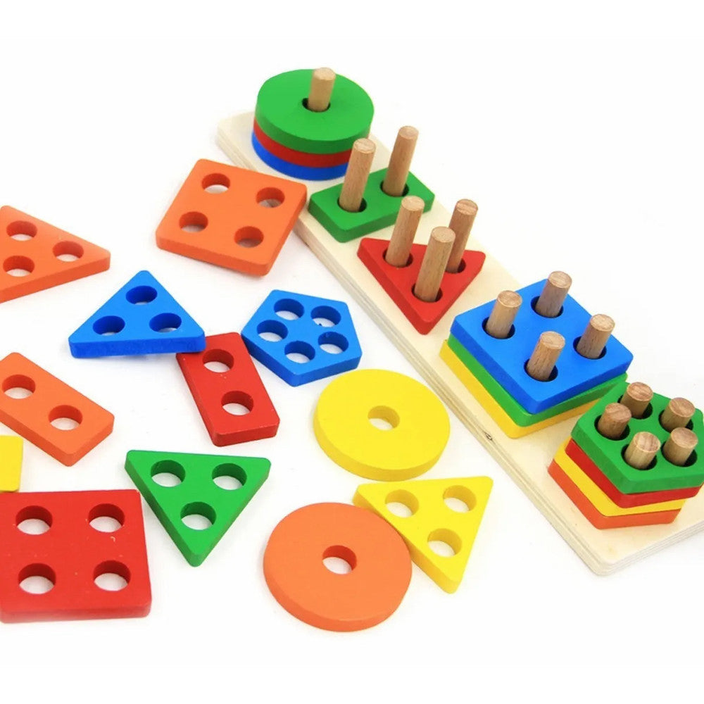 🌈 Juego Educativo de Formas y Colores – 20 Piezas de Madera