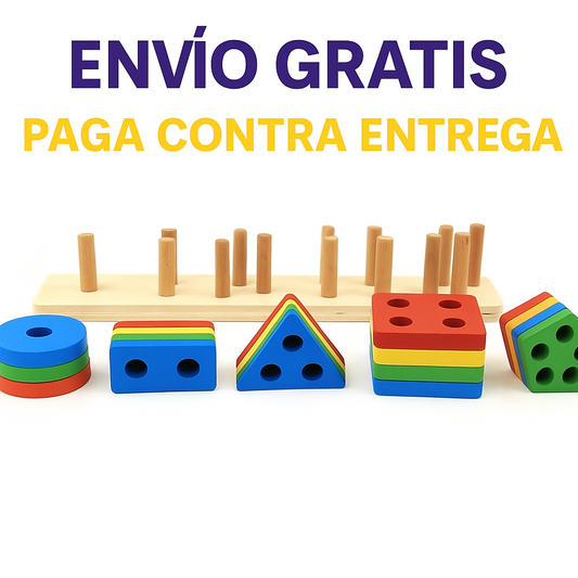 🌈 Juego Educativo de Formas y Colores – 20 Piezas de Madera