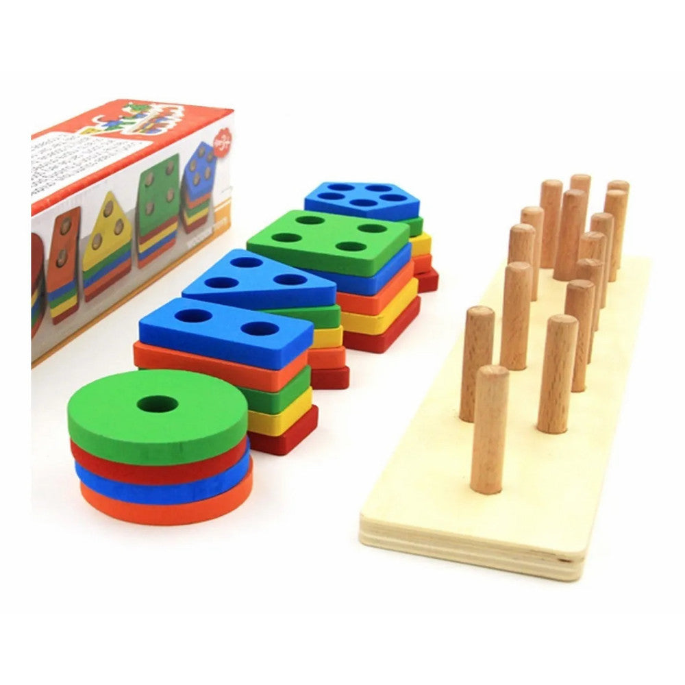 🌈 Juego Educativo de Formas y Colores – 20 Piezas de Madera