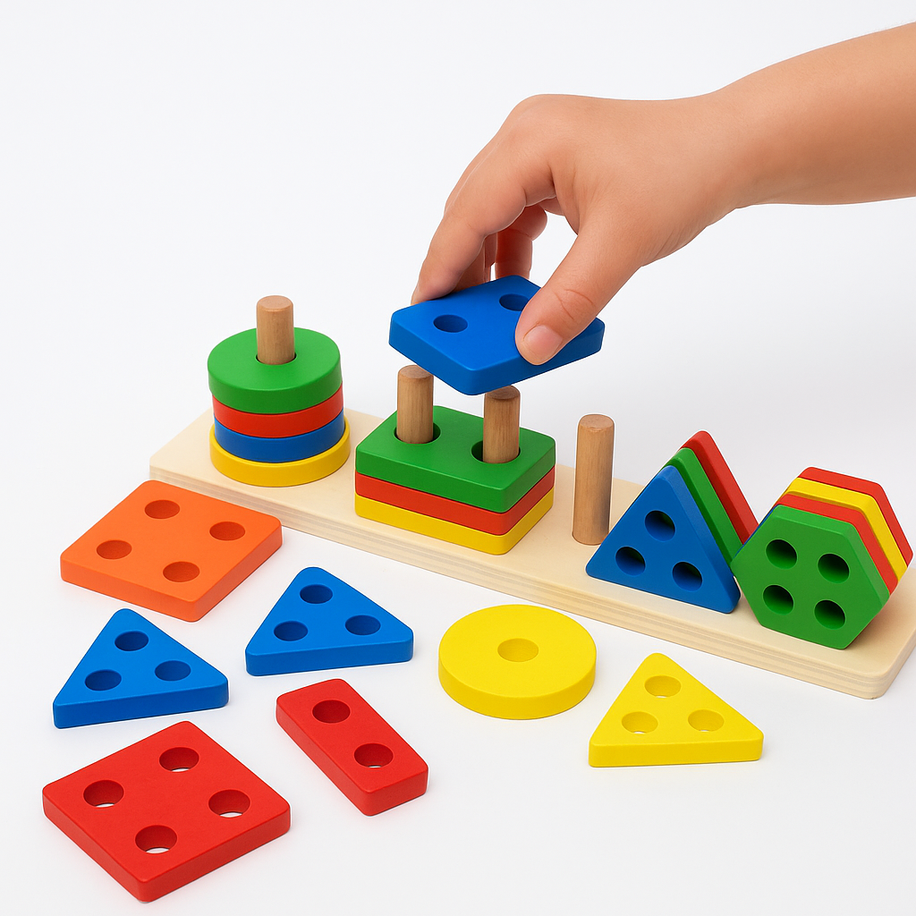 🌈 Juego Educativo de Formas y Colores – 20 Piezas de Madera